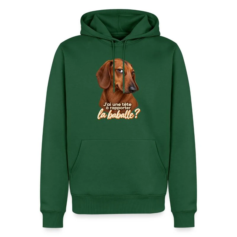 Teckel pas convaincu sur Sweat à capuche Premium bio Homme · vert bouteille