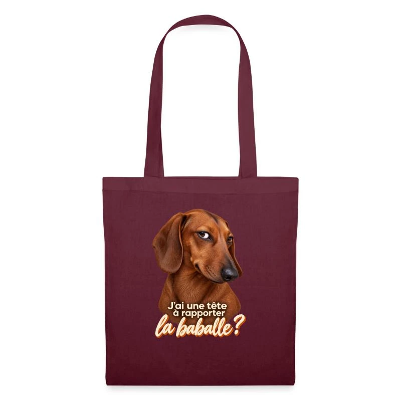 Teckel pas convaincu sur Sac en tissu · bordeaux