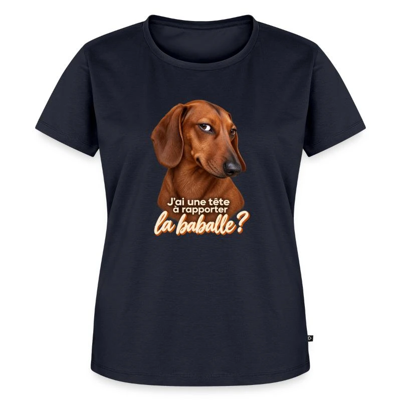 Teckel pas convaincu sur T-shirt Premium bio Femme · bleu marine