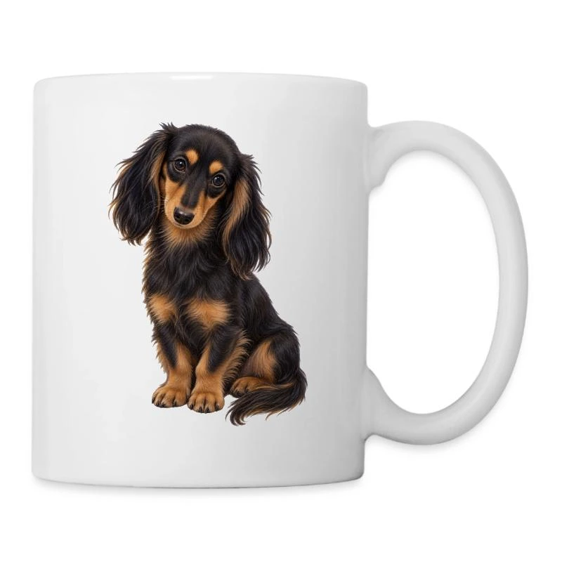 Teckel noir et feu sur Mug en céramique · blanc