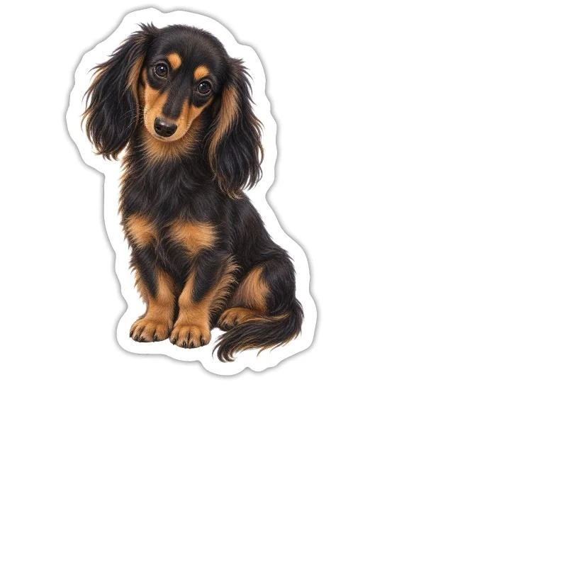 Teckel noir et feu sur Sticker découpé 15 × 15 cm · blanc mat