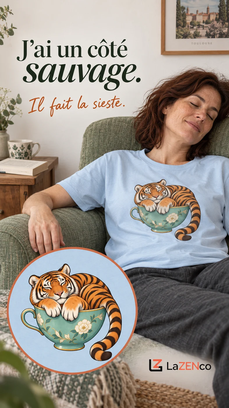 J’ai un côté sauvage. Il fait la sieste.
