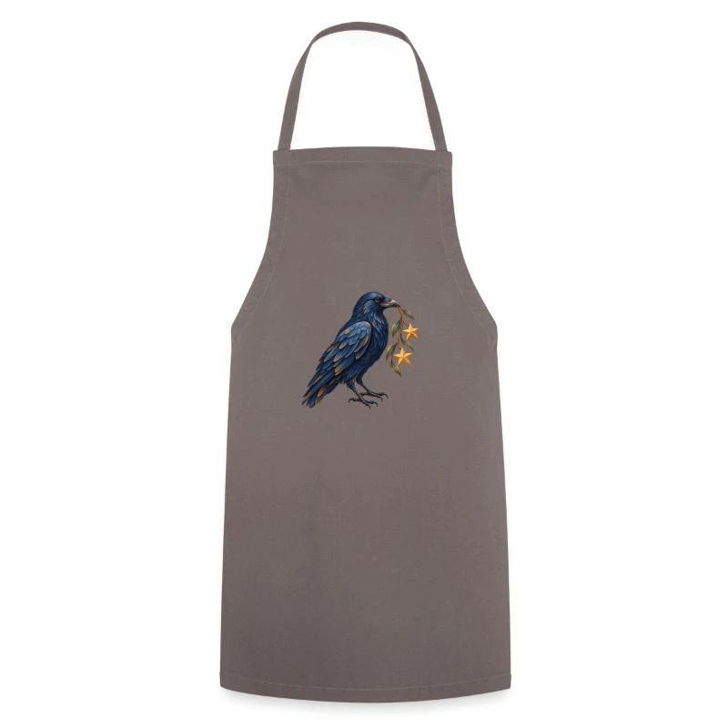 Corbeau collectionneur d’étoiles sur Tablier de cuisine · gris