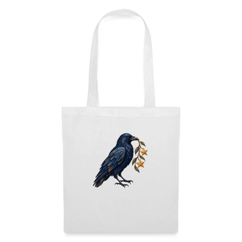 Corbeau collectionneur d’étoiles sur Sac en tissu · blanc
