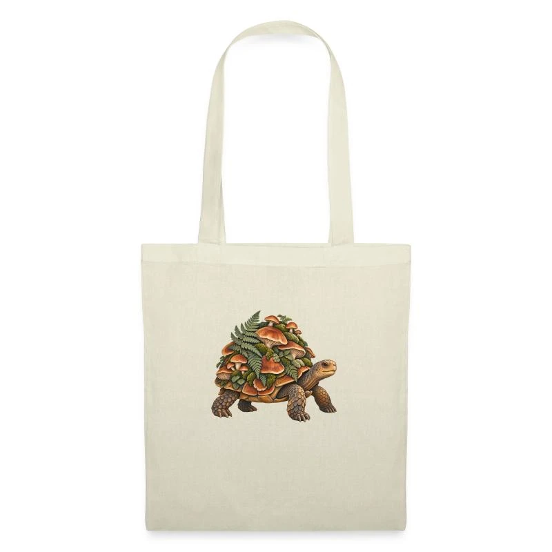 Tortue des sous-bois aux champignons sur Sac en tissu · nature