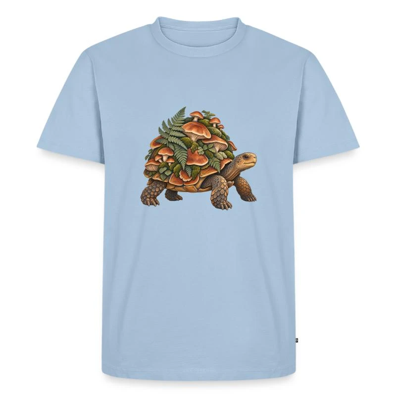 Tortue des sous-bois aux champignons sur T-shirt Premium bio Homme · bleu clair