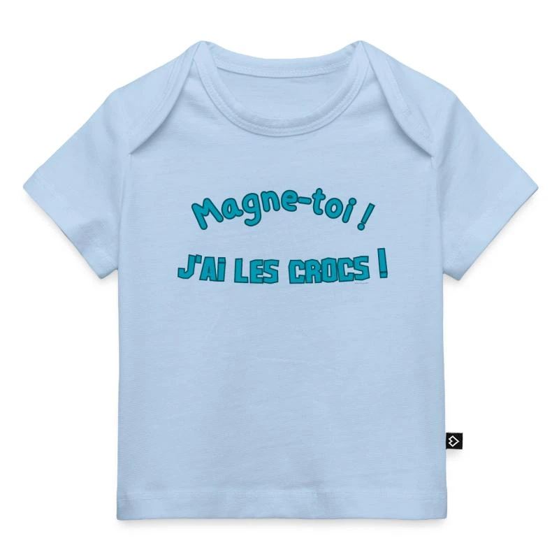 Magne-toi, j’ai les crocs sur T-shirt Premium bébé bio · bleu clair