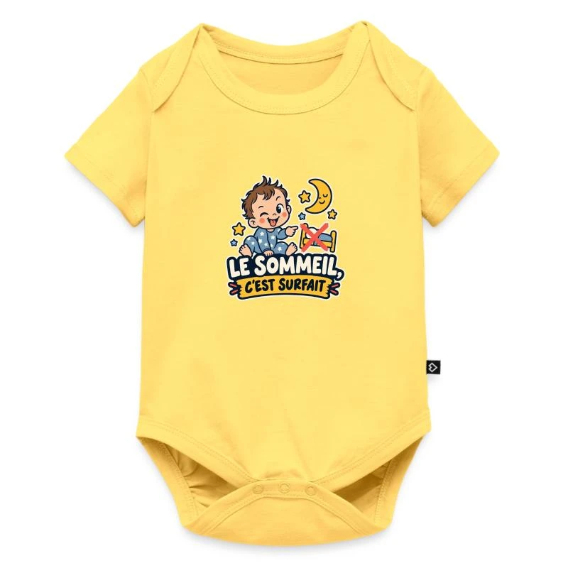 Le sommeil, c’est surfait sur Body à manches courtes Premium Bébé · jaune pastel