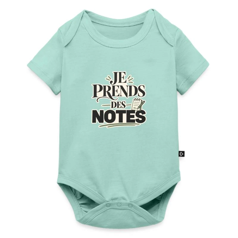 Je prends des notes – Humour bébé sur Body à manches courtes Premium Bébé · menthe 