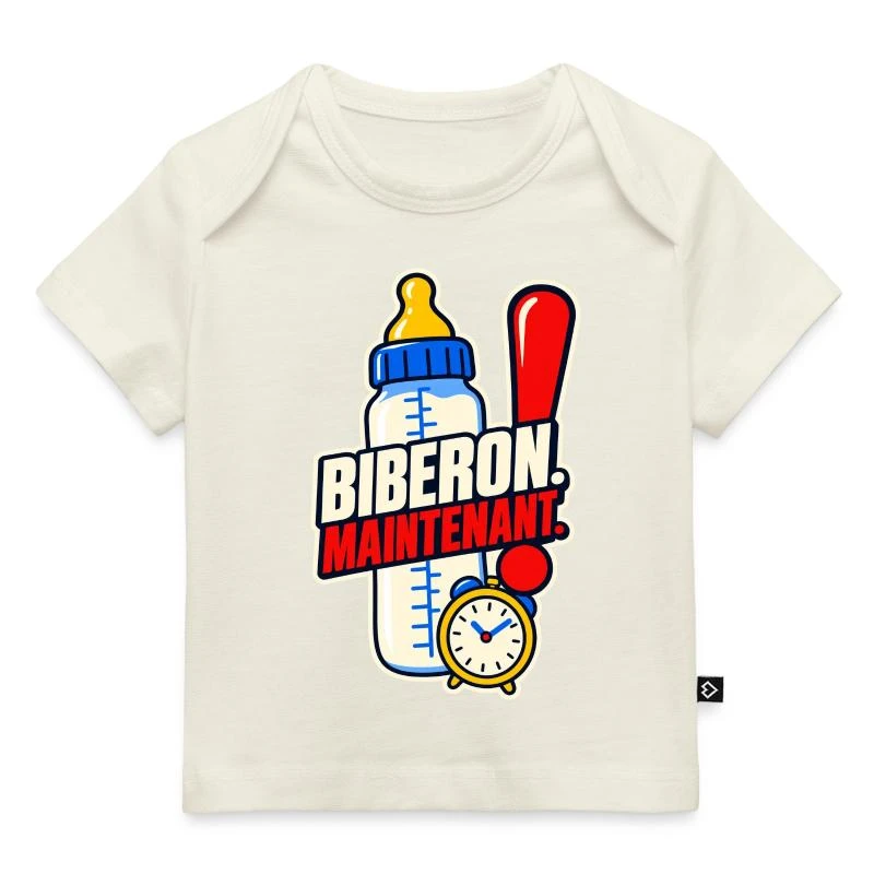 Biberon. Maintenant. sur T-shirt Premium bébé bio · blanc cassé