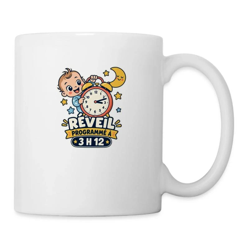 Réveil programmé à 3 h 12 sur Mug blanc · blanc