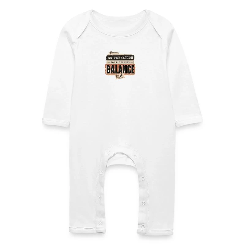 En formation pour devenir balance sur Grenouillère bio Bébé · blanc