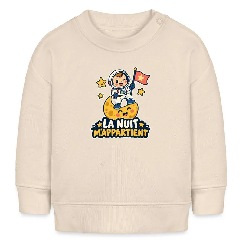 La nuit m’appartient sur Sweat bébé bio Stanley/Stella · écru doux
