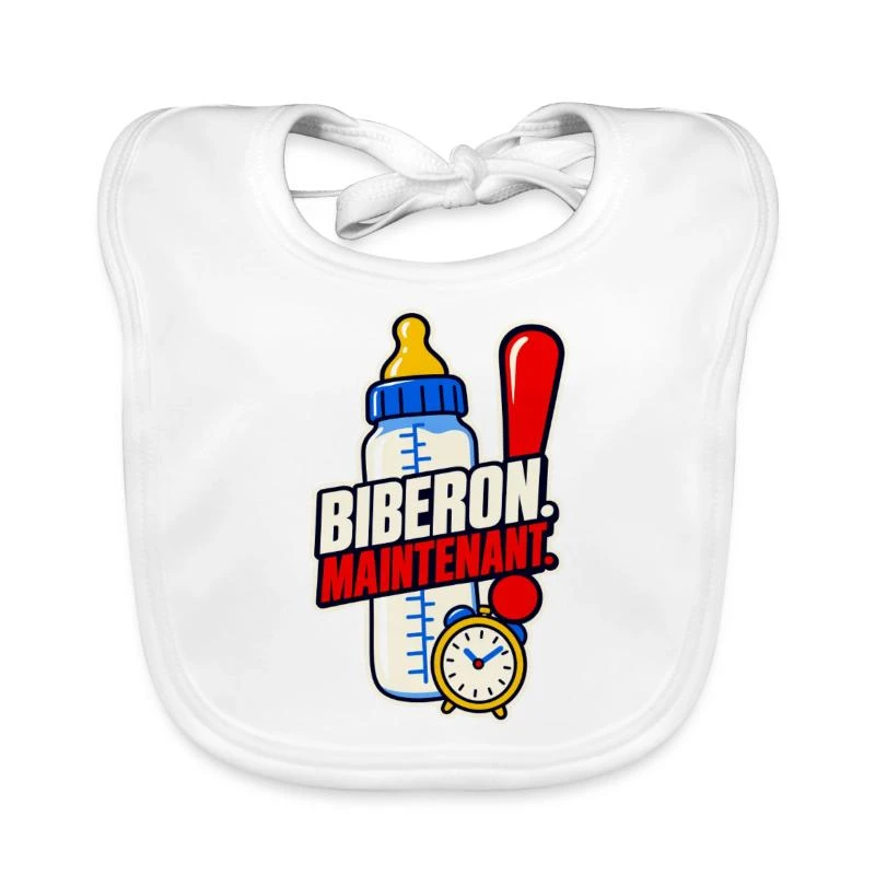Biberon. Maintenant. sur Bavoir bio Bébé · blanc