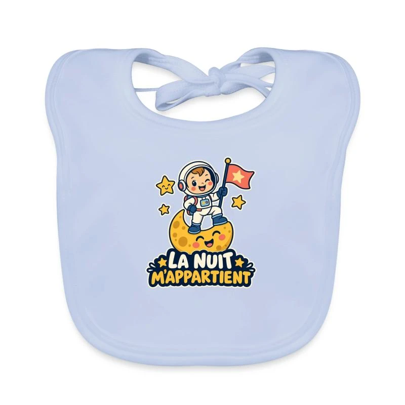 La nuit m’appartient sur Bavoir bio Bébé · bleu ciel