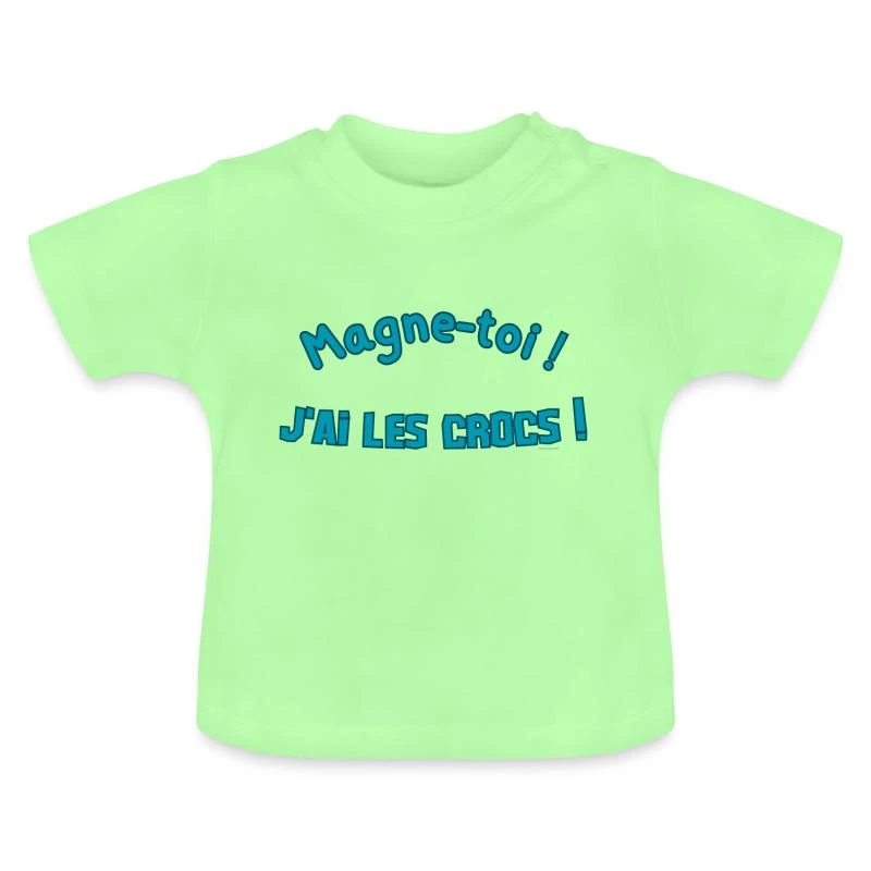 Magne-toi, j’ai les crocs sur T-shirt bio col rond Bébé · vert menthe