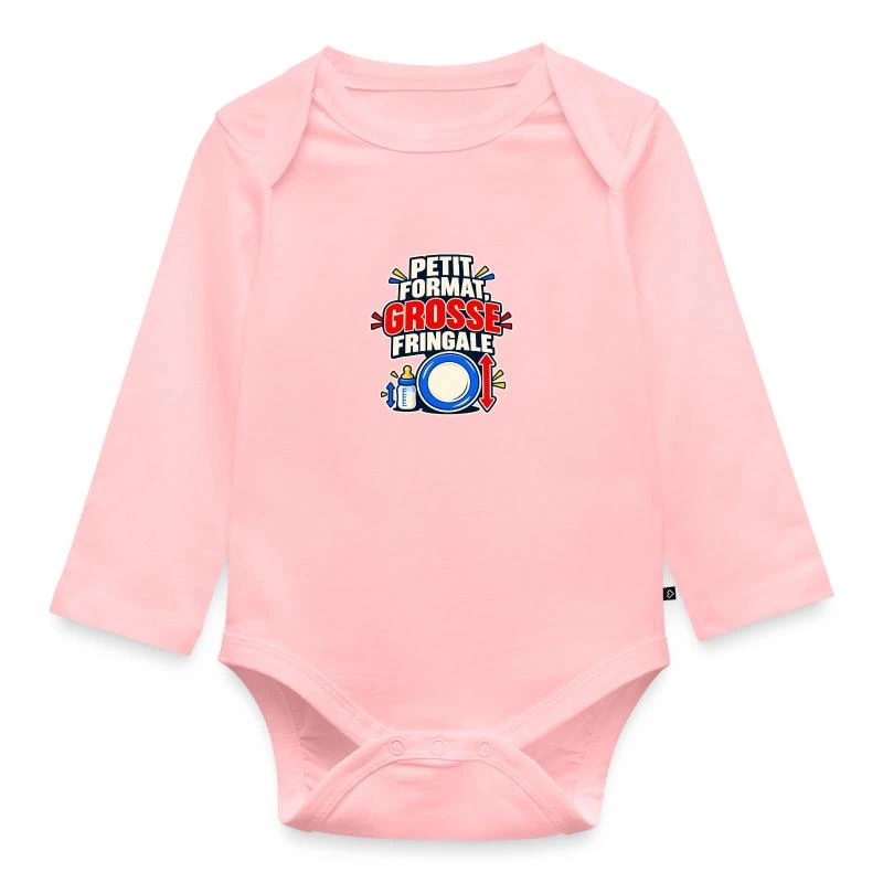 Petit format, grosse fringale sur Body Bébé bio manches longues · rose