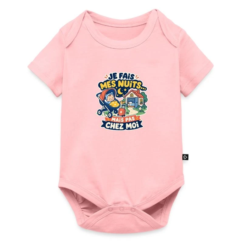 Je fais mes nuits… mais pas chez moi sur Body à manches courtes Premium Bébé · rose