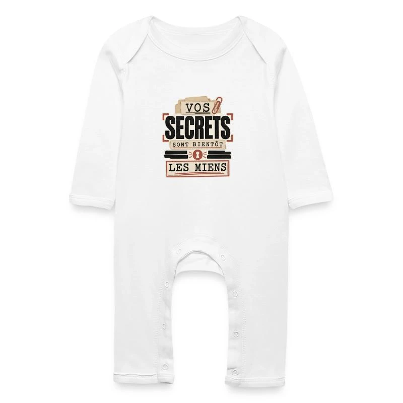 Vos secrets sont bientôt les miens sur Grenouillère bio Bébé · blanc