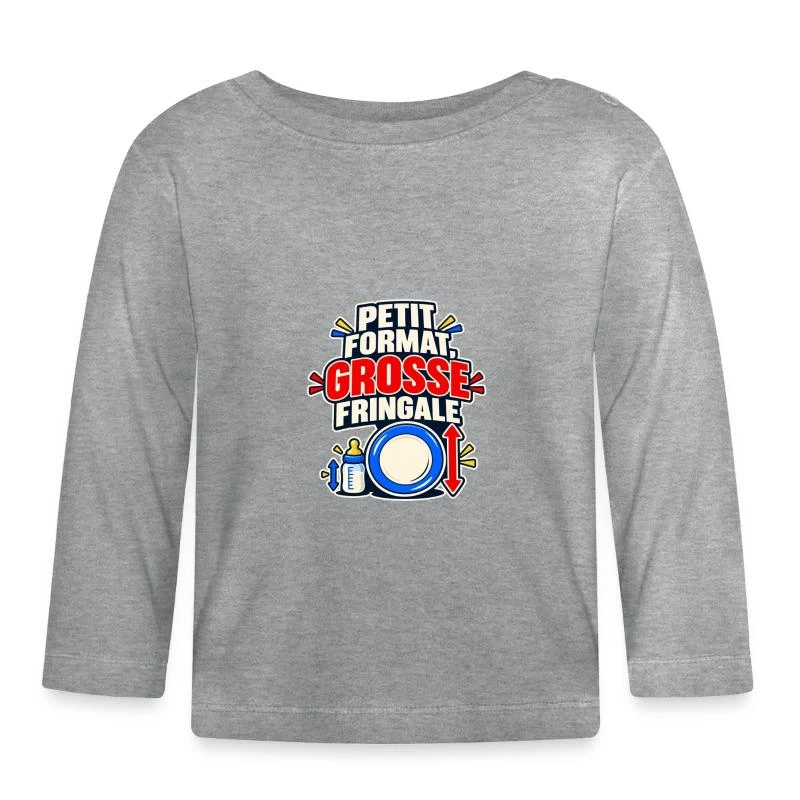 Petit format, grosse fringale sur T-shirt manches longues bio Bébé · gris chiné