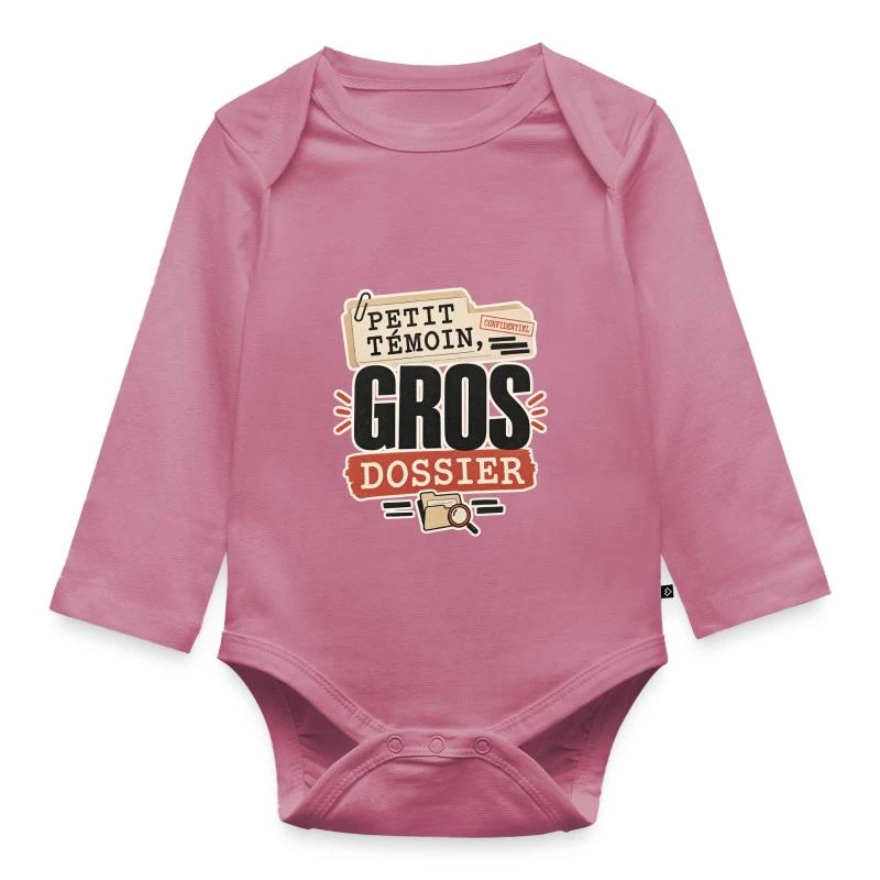 Petit témoin, gros dossier sur Body Bébé bio manches longues · mauve