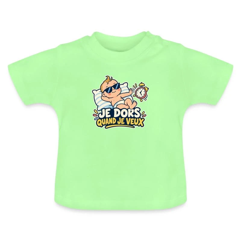 Je dors quand je veux sur T-shirt bio col rond Bébé · vert menthe