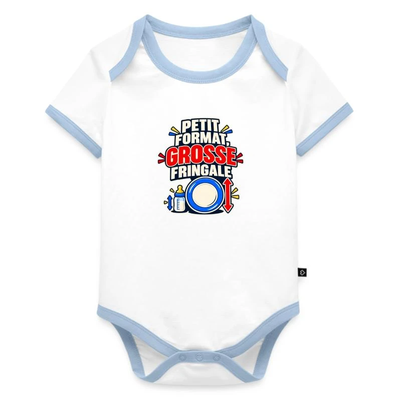 Petit format, grosse fringale sur Body Bébé bio contrasté manches courtes · blanc/bleu clair 
