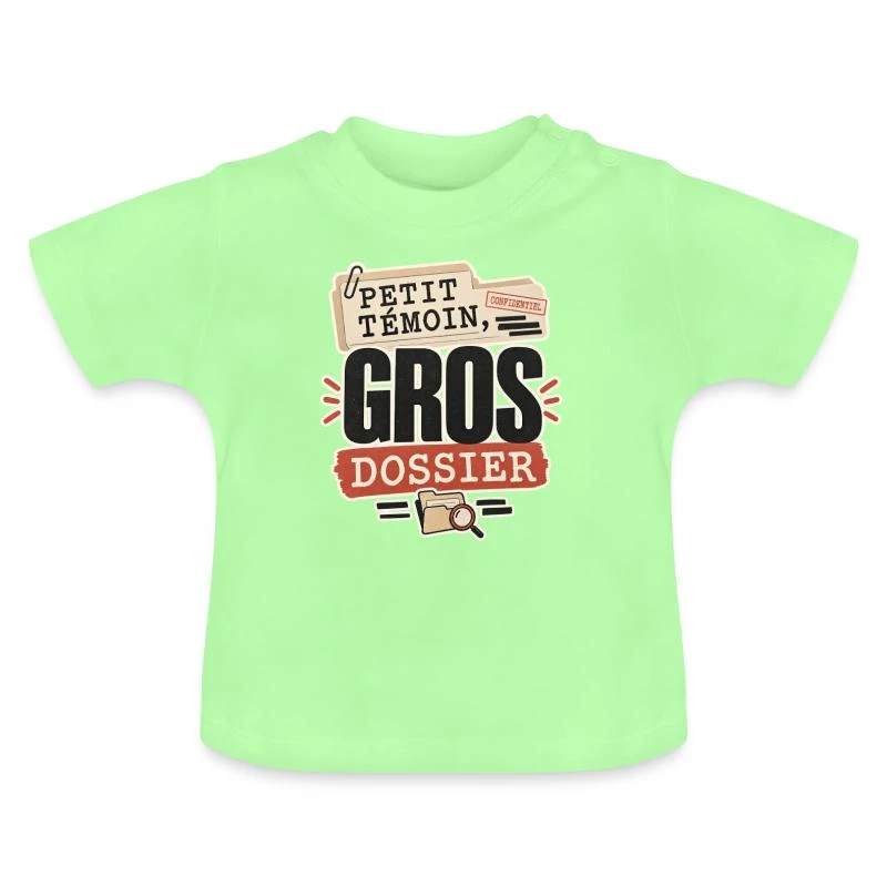 Petit témoin, gros dossier sur T-shirt bio col rond Bébé · vert menthe