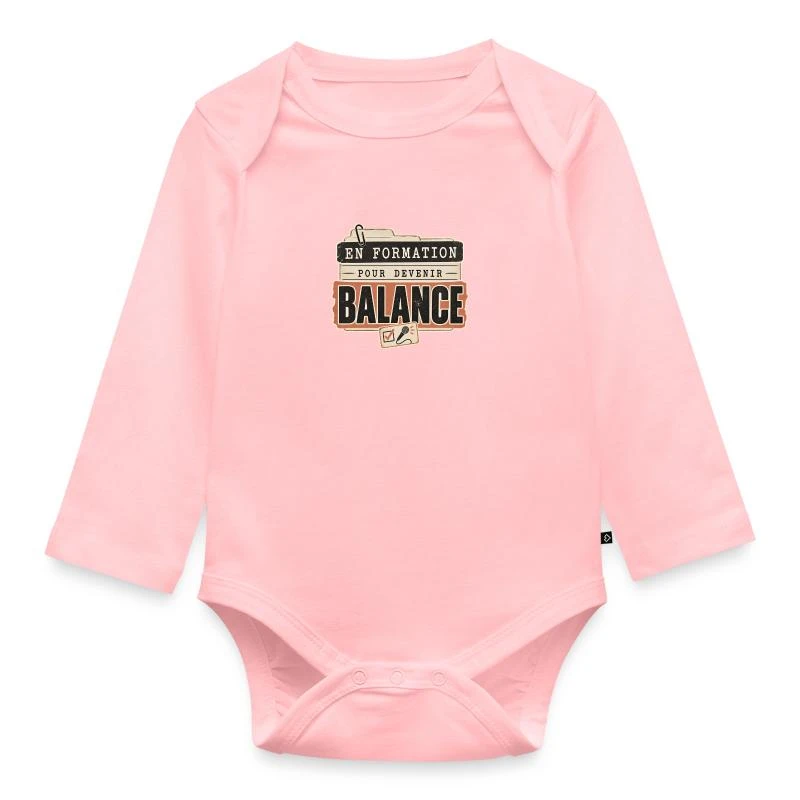 En formation pour devenir balance sur Body Bébé bio manches longues · rose