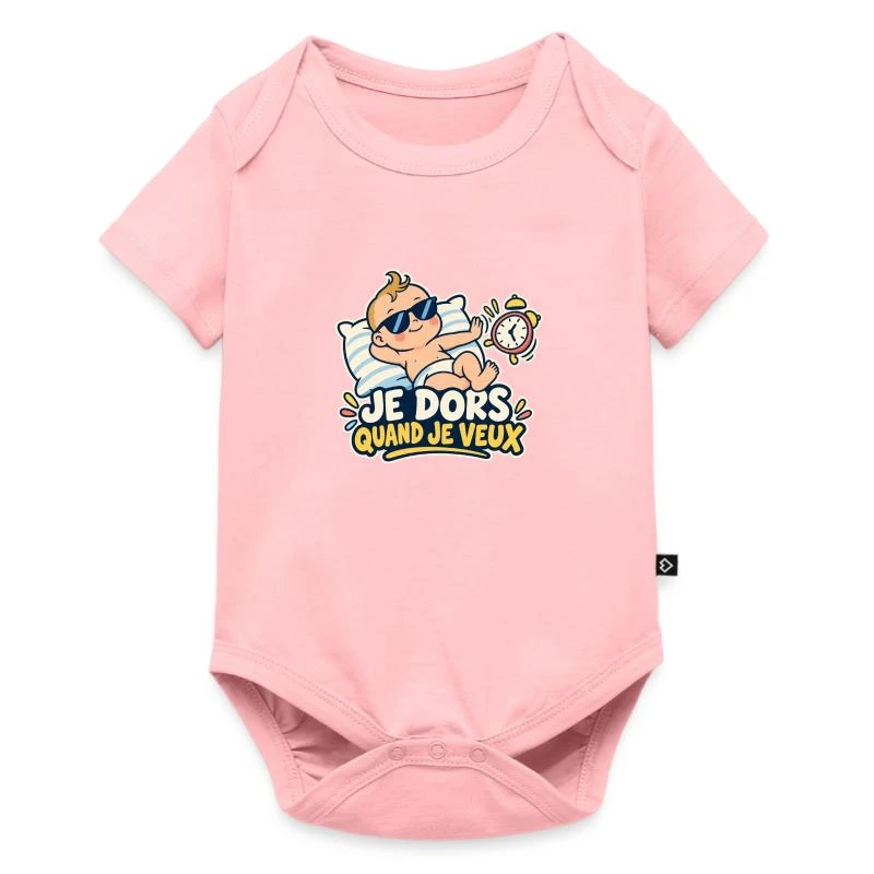 Je dors quand je veux sur Body à manches courtes Premium Bébé · rose