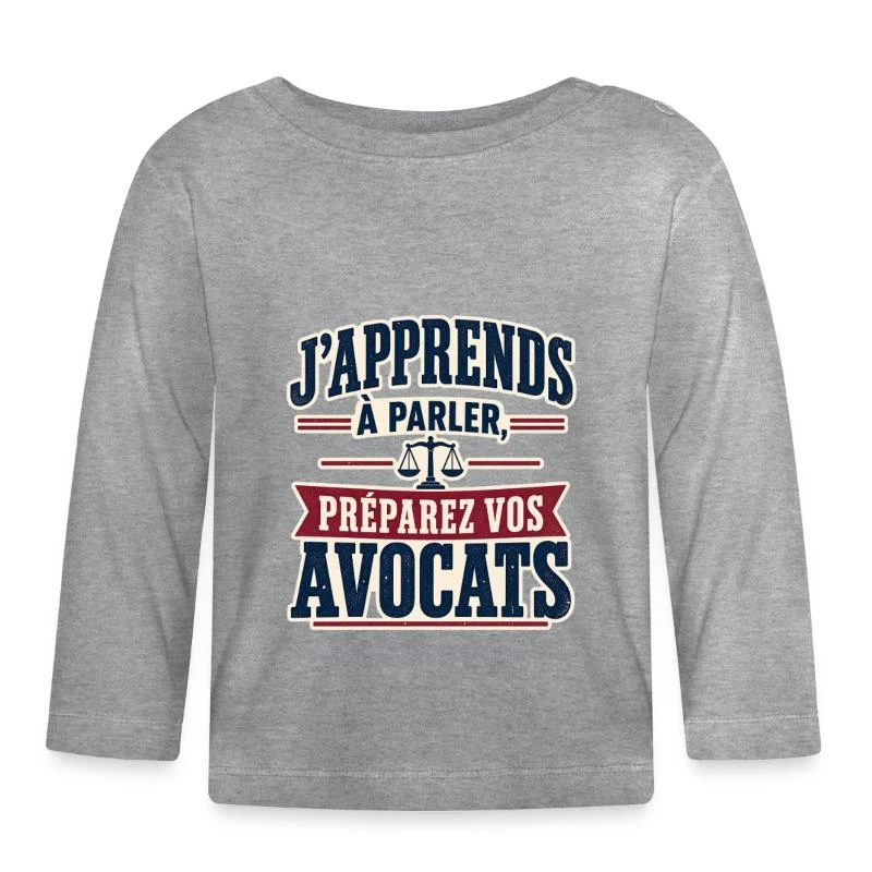 Préparez vos avocats – Bébé parle sur T-shirt manches longues bio Bébé · gris chiné