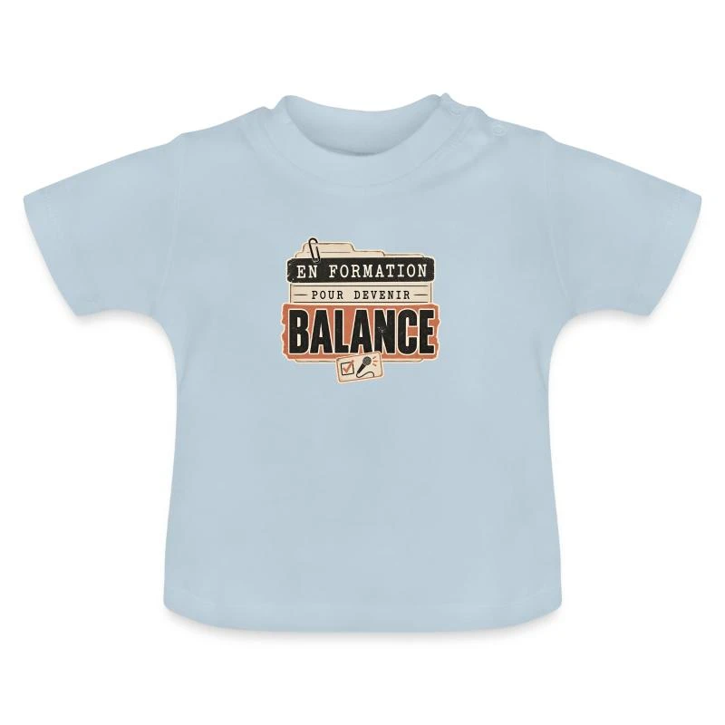 En formation pour devenir balance sur T-shirt bio col rond Bébé · bleu clair
