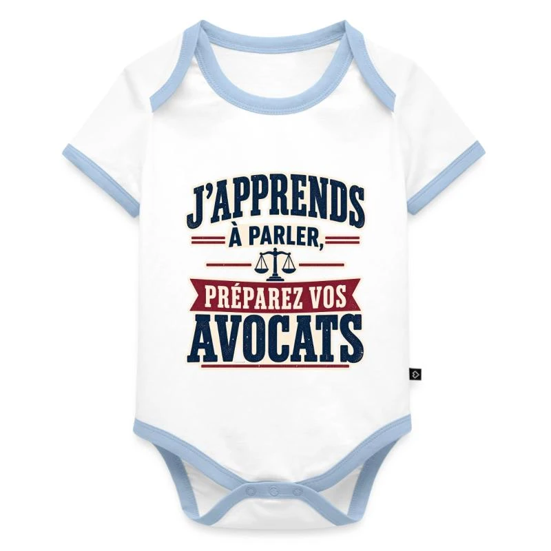 Préparez vos avocats – Bébé parle sur Body Bébé bio contrasté manches courtes · blanc/bleu clair 