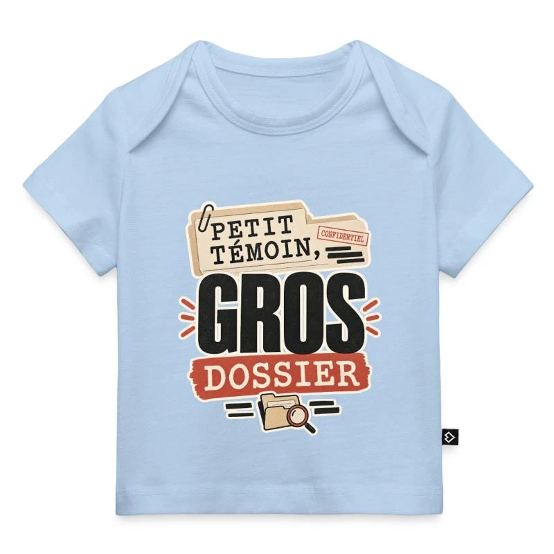 Petit témoin, gros dossier sur T-shirt Premium bébé bio · bleu clair