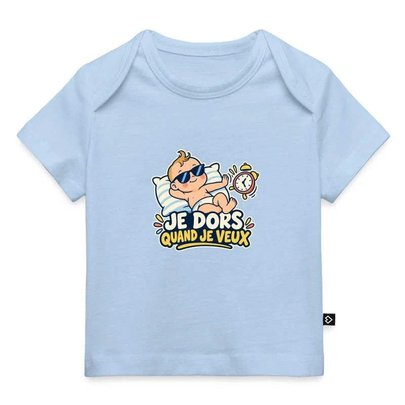 Je dors quand je veux sur T-shirt Premium bébé bio · bleu clair