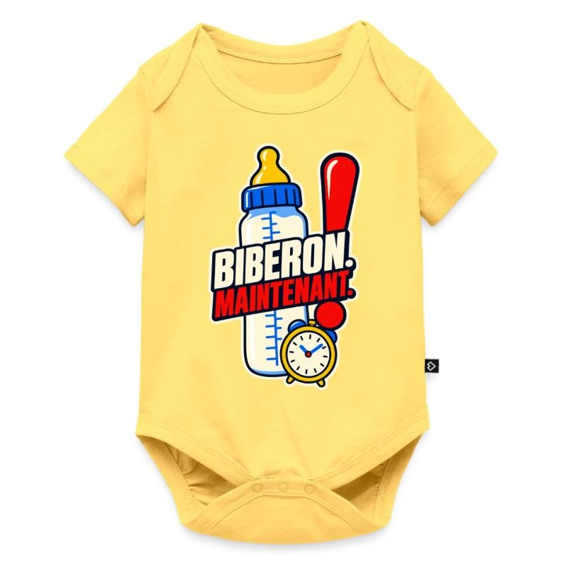 Biberon. Maintenant. sur Body à manches courtes Premium Bébé · jaune pastel