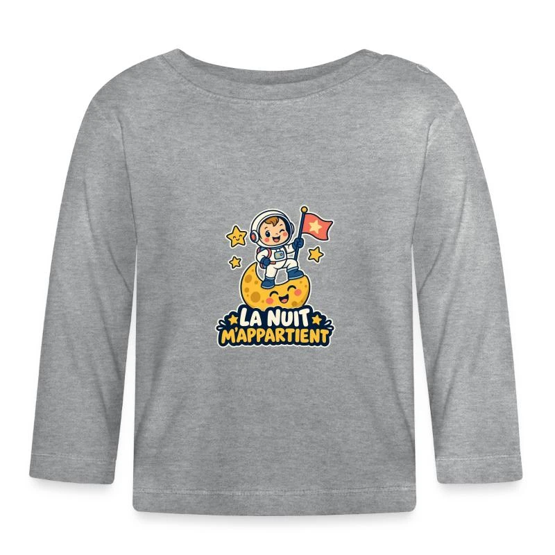 La nuit m’appartient sur T-shirt manches longues bio Bébé · gris chiné