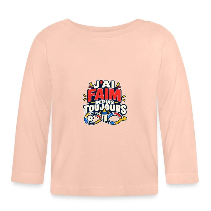 J’ai faim depuis toujours sur T-shirt manches longues bio Bébé · rose cristal