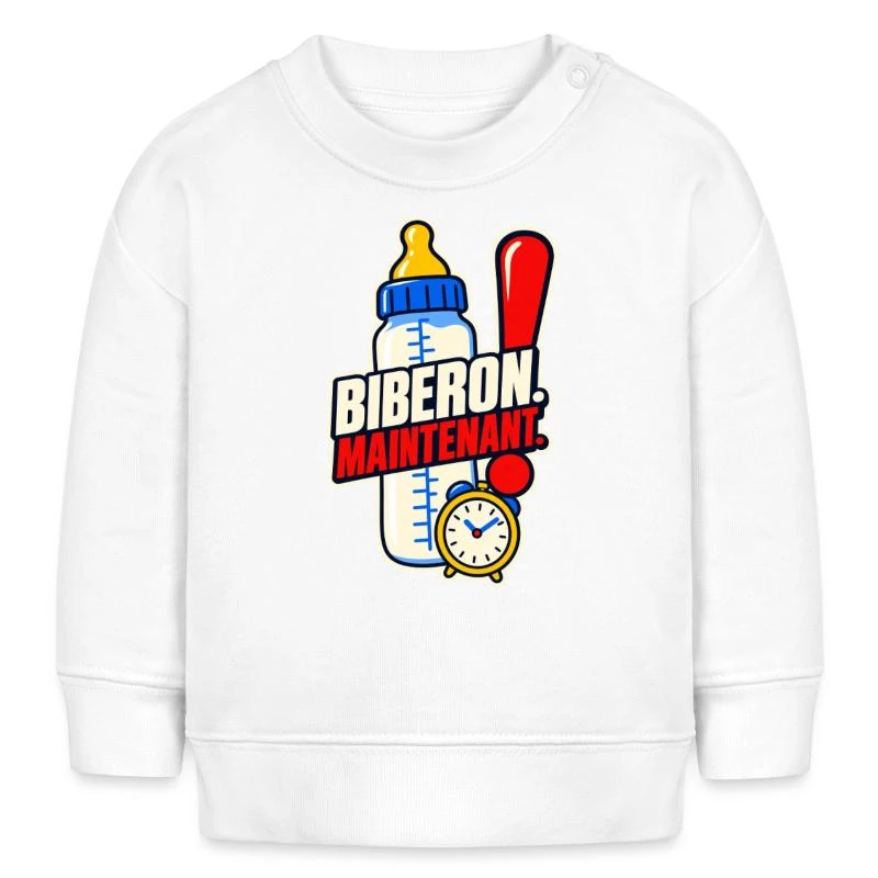Biberon. Maintenant. sur Sweat bébé bio Stanley/Stella · blanc