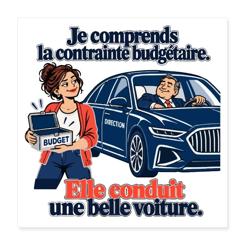 Budget serré, belle voiture de direction sur Poster 40 x 40 cm · blanc