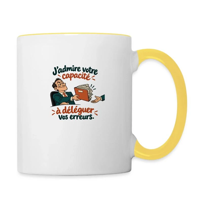 Déléguer ses erreurs, tout un talent sur Mug contrasté · blanc/jaune