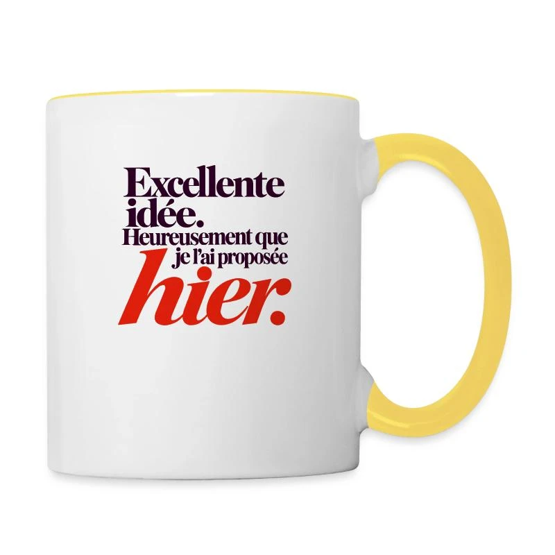 Excellente idée, je l’ai proposée hier sur Mug contrasté · blanc/jaune