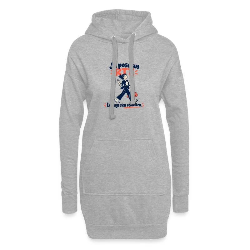 Je pose un RTT, le pays s’en remettra sur Sweat-shirt à capuche long Femme · gris chiné