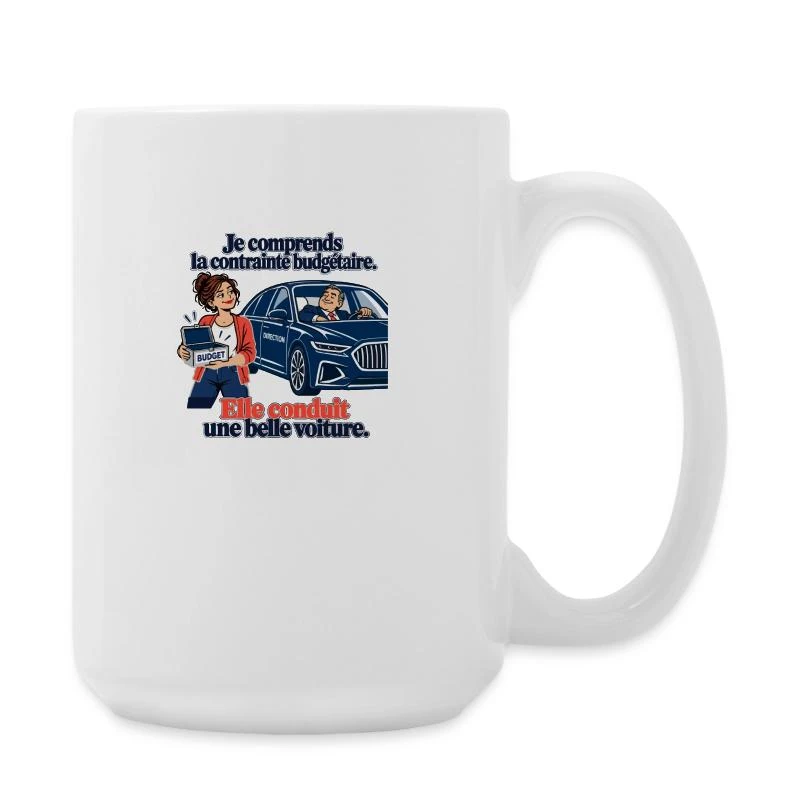 Budget serré, belle voiture de direction sur Grande tasse 440 ml · blanc