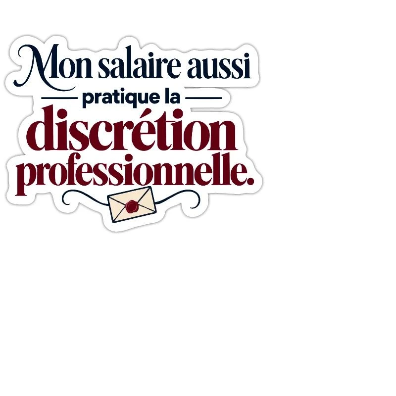 Mon salaire pratique la discrétion sur Sticker — taille M · blanc mat