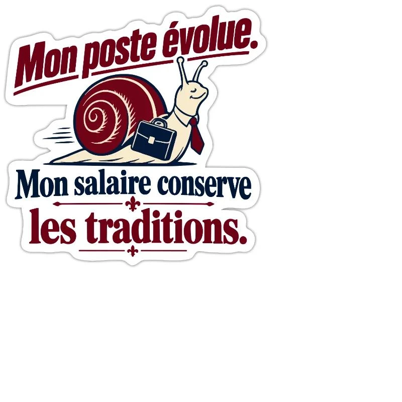 Mon poste évolue, mon salaire reste fidèle sur Sticker — taille M · blanc mat