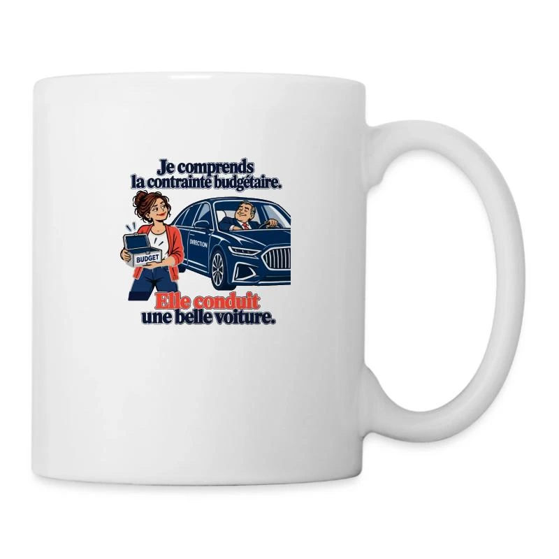 Budget serré, belle voiture de direction sur Mug en céramique · blanc