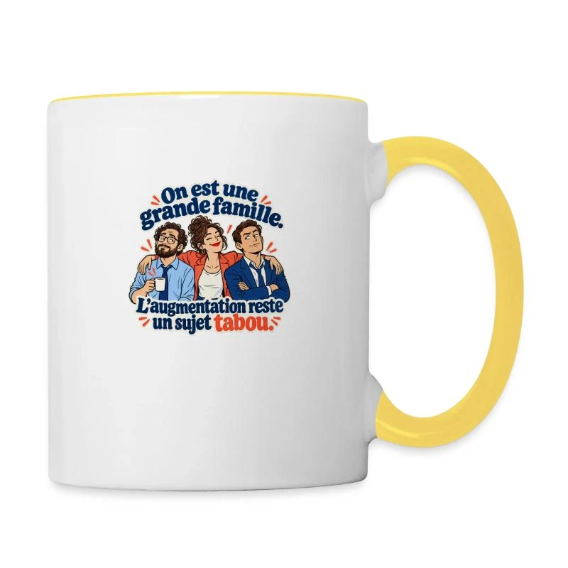 Grande famille, augmentation taboue sur Mug contrasté · blanc/jaune