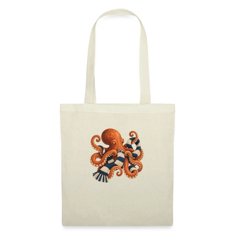 Poulpe tricoteur à l’écharpe rayée sur Sac en tissu · nature