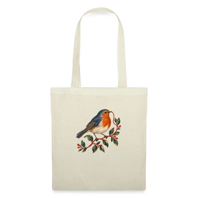 Rouge-gorge couturier au fil rouge sur Sac en tissu · nature